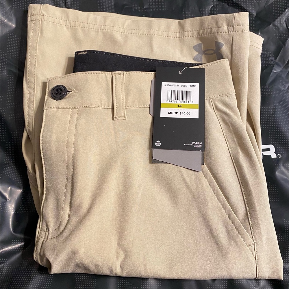 Kids size 14 Under Armour Khaki Shorts Brand new with tags.